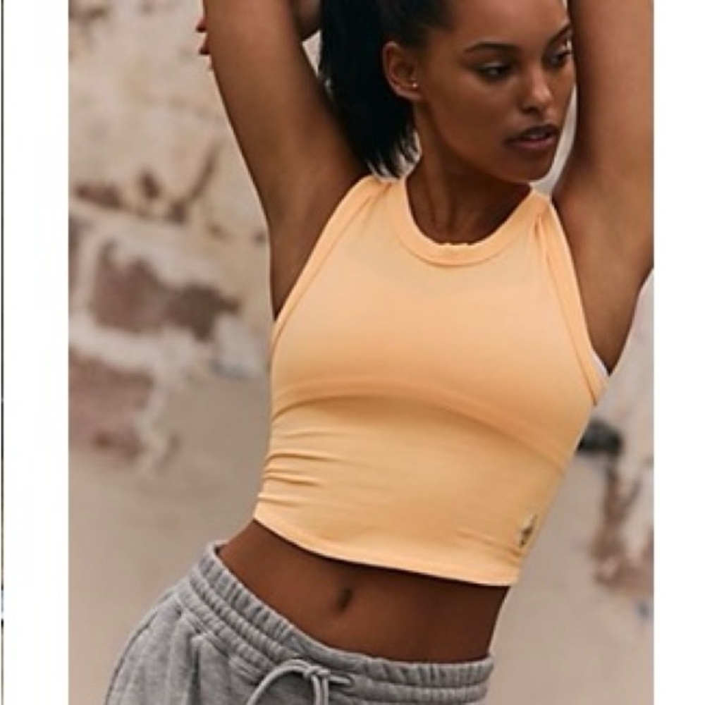 Electric Peach/Morning Sun -Sleeveless Crop Top